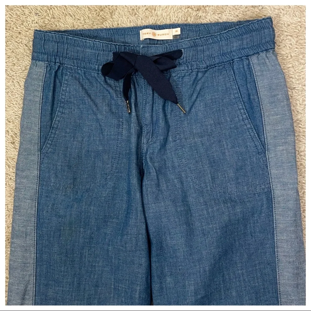 Tory Burch Blue Allegra Ribbon Casual Pants